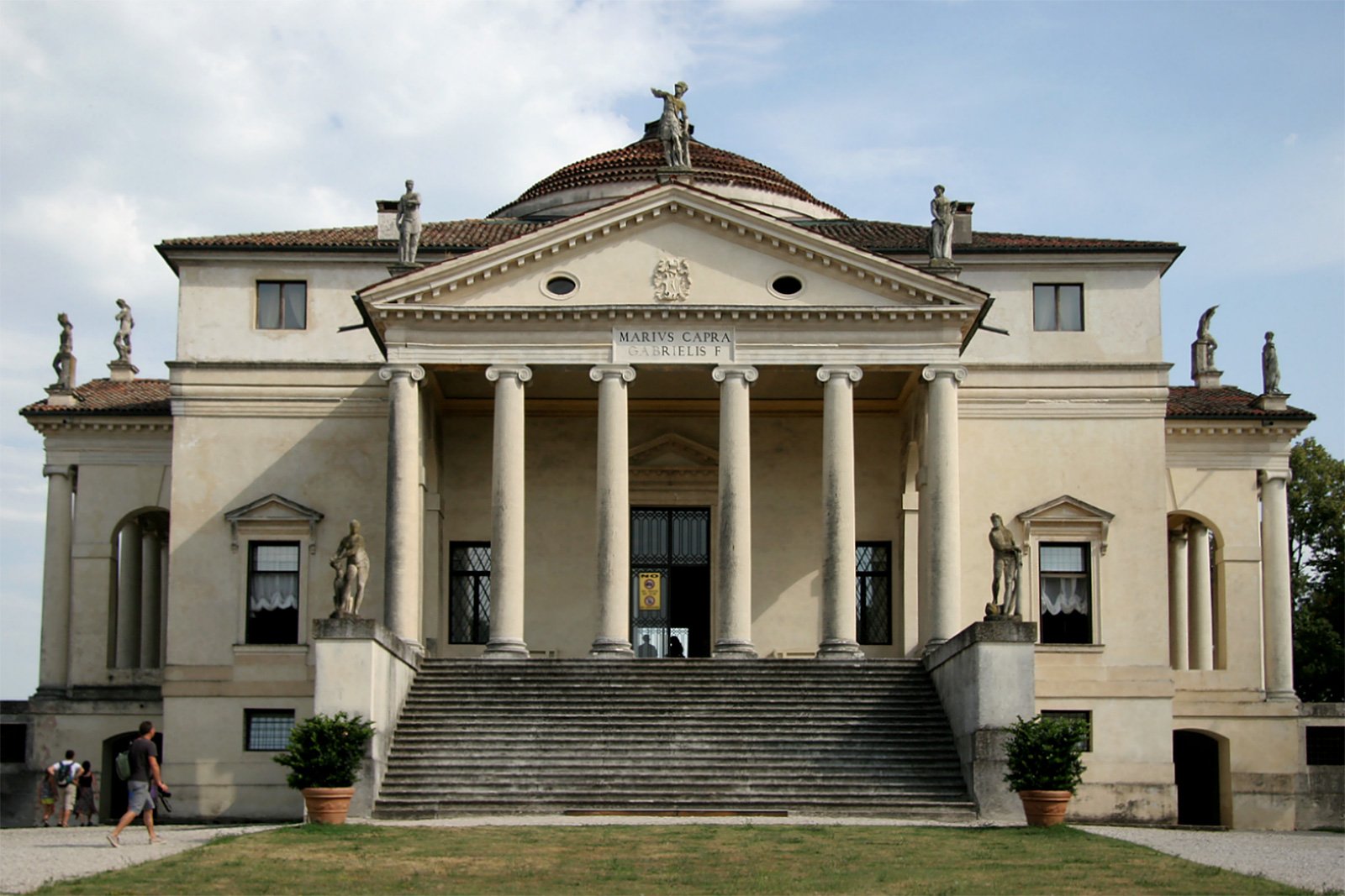 Villa La Rotonda, a square villa with a temple front, columns and a central dome
